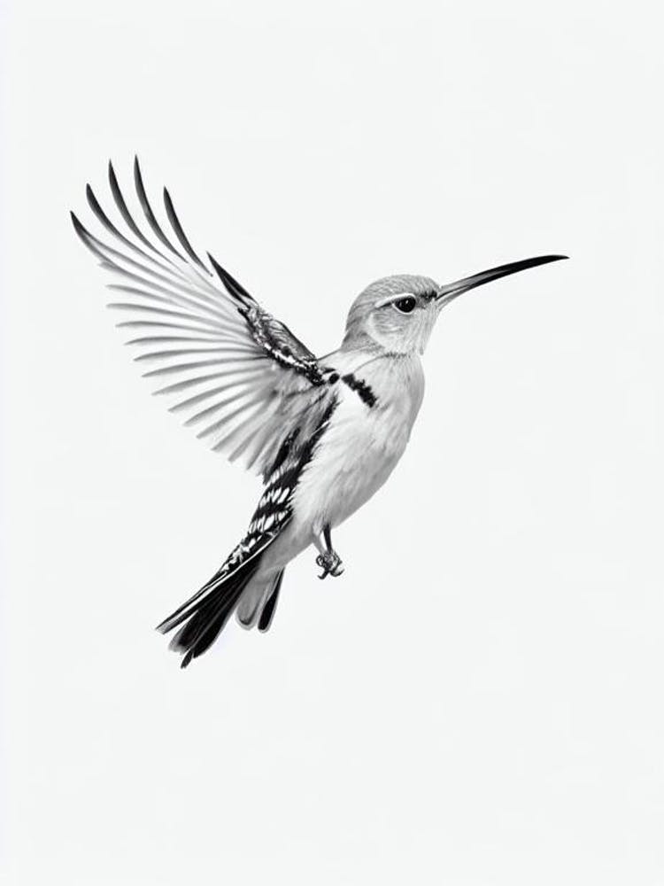 Hoopoe B&W Pencil Drawing 1 Bird