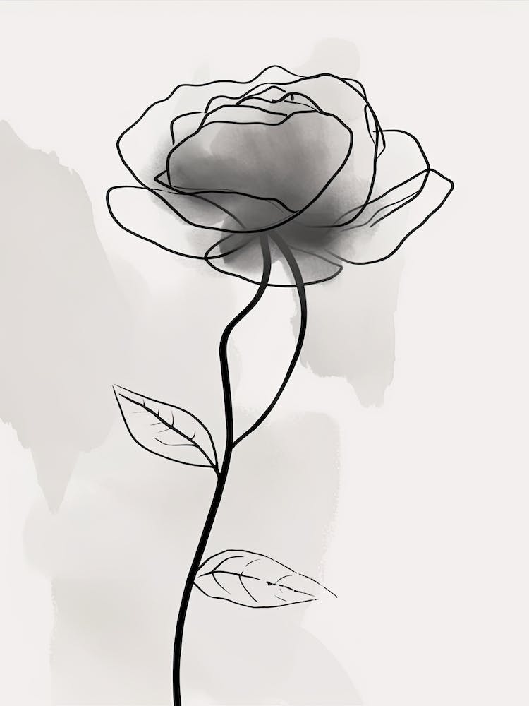 Rose Strichzeichnung Abstrakt 3