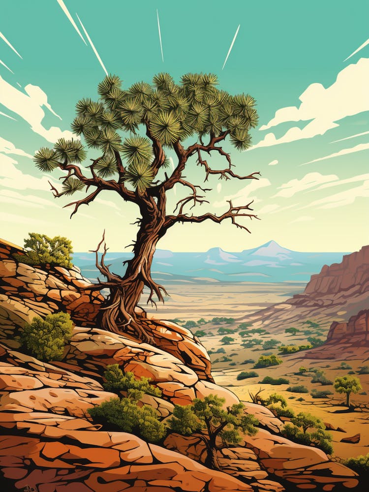  Retro Illustration Of A Joshua Tree In Rocky Landscape 3