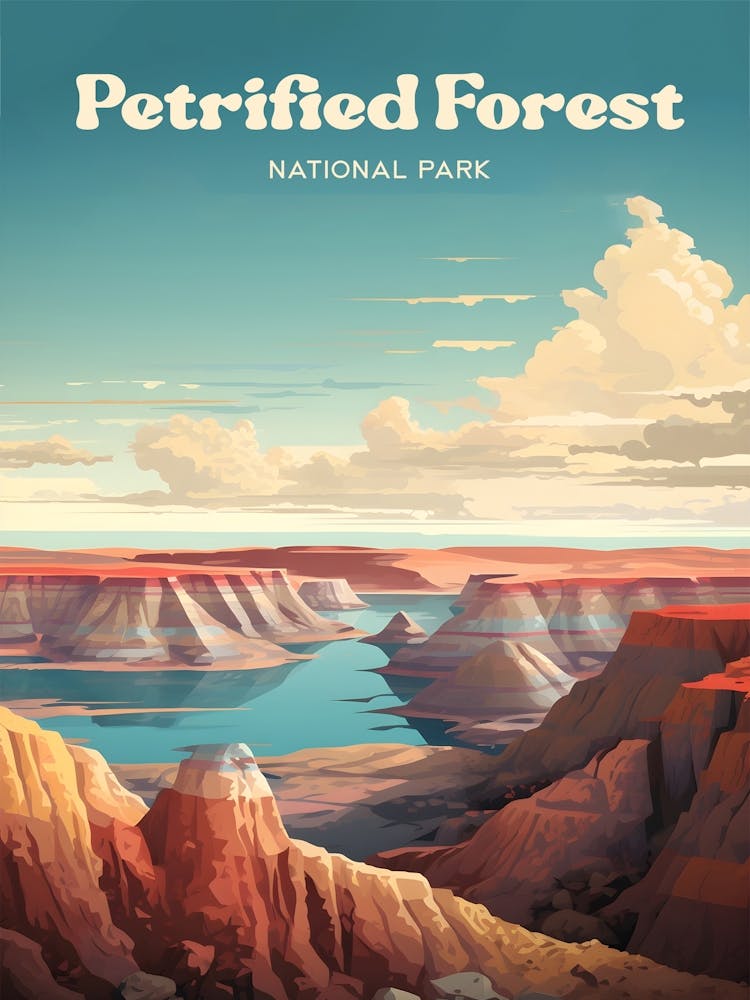 Petrified Forest National Park Arizona Adventure Modern Travel Illustration