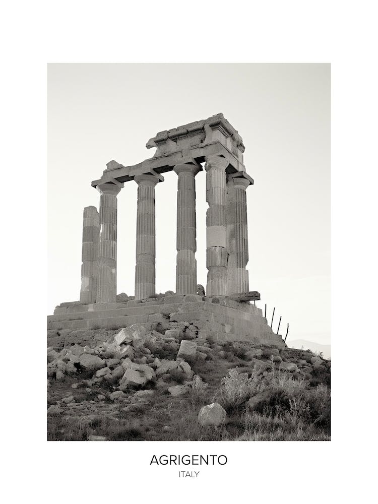 Poster Of Agrigento, Italy, Black And White Photo 3
