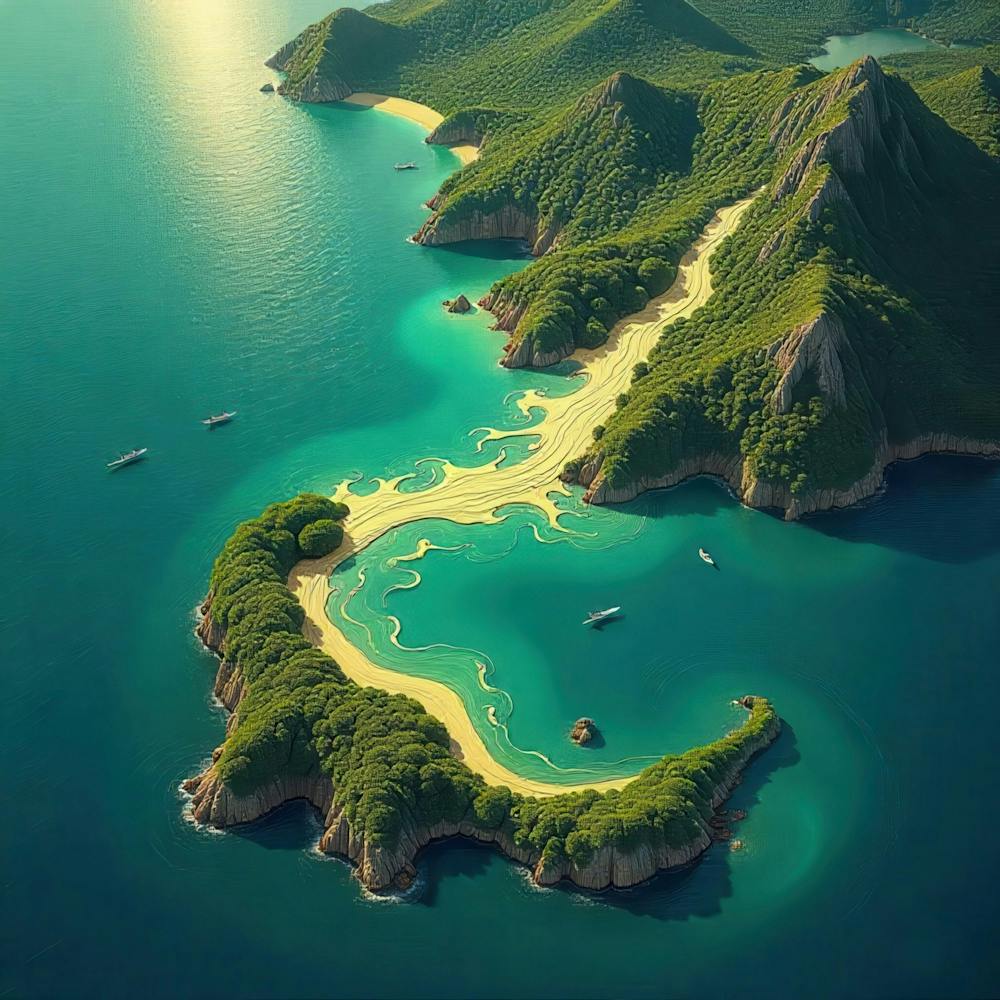 Aerial View Of A Tropical Island