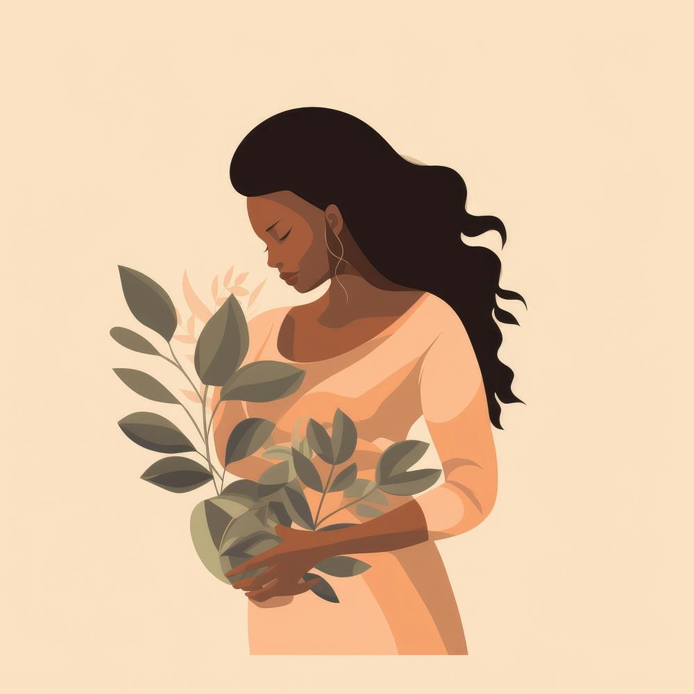 Black Woman Holding A Bouquet Of Flowers