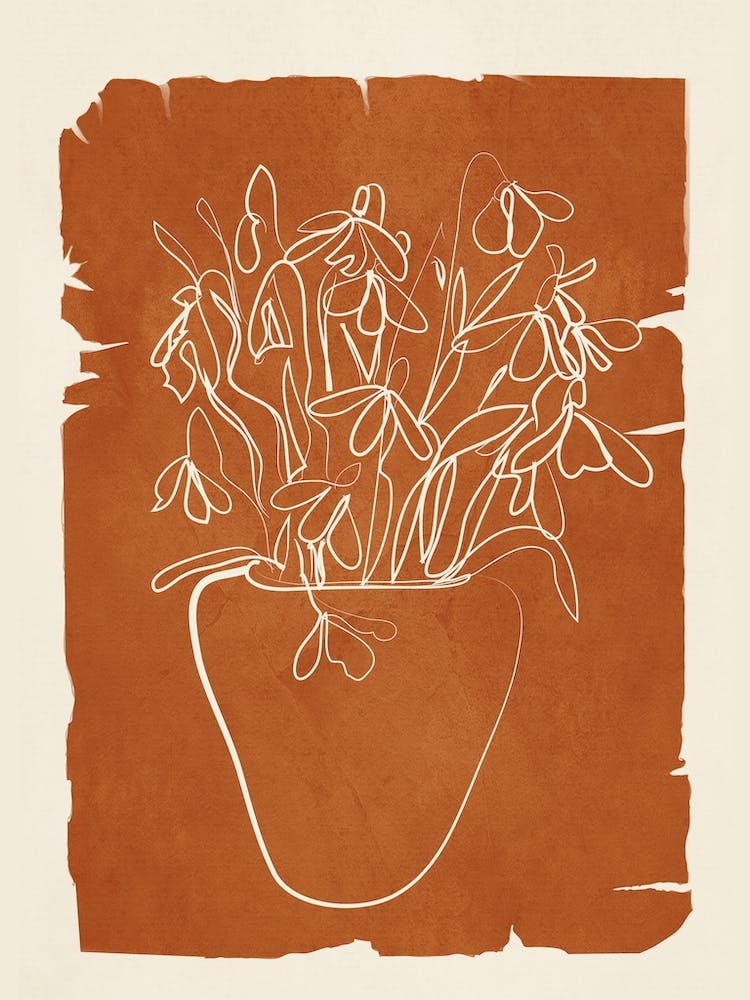 Minimal Sketch Flowers Art 1