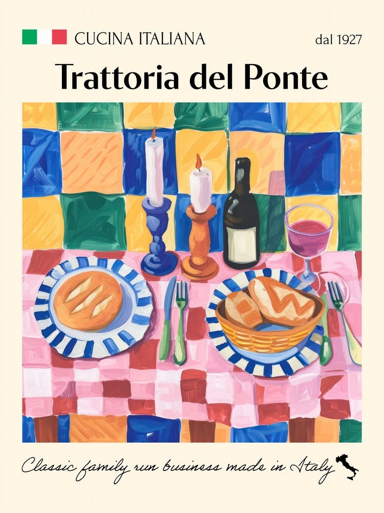 Trattoria Del Ponte Trattoria Italian Poster Food Kitchen