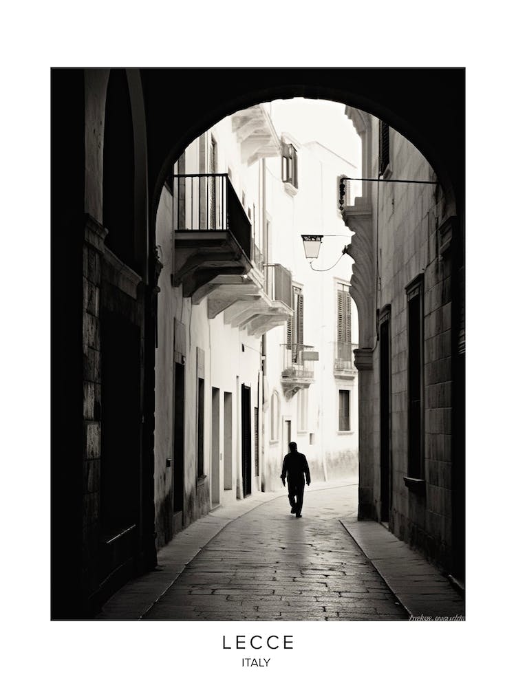 Poster Of Lecce, Italy, Black And White Analogue Photography 4