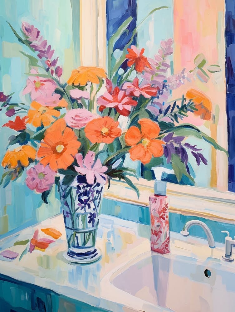 A Vase With Peacock Flower, Flower Bouquet 1