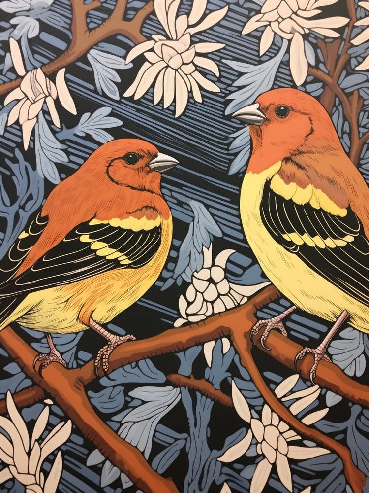 Art Nouveau Birds Poster American Goldfinch 2