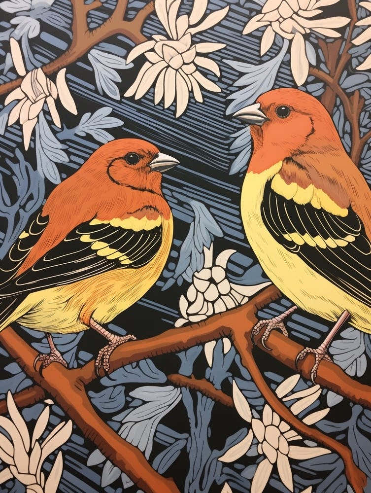 Art Nouveau Birds Poster American Goldfinch 2