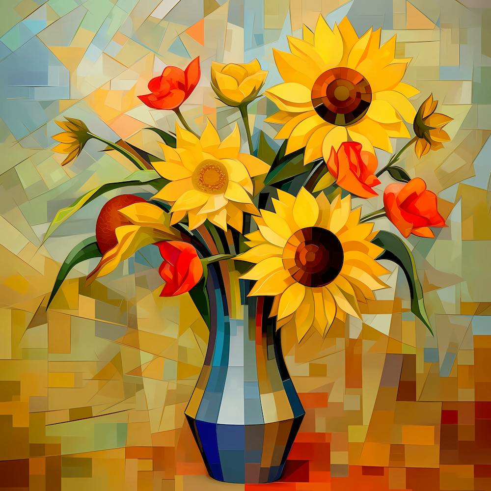 Sonnenblumen im kubistischen Stil