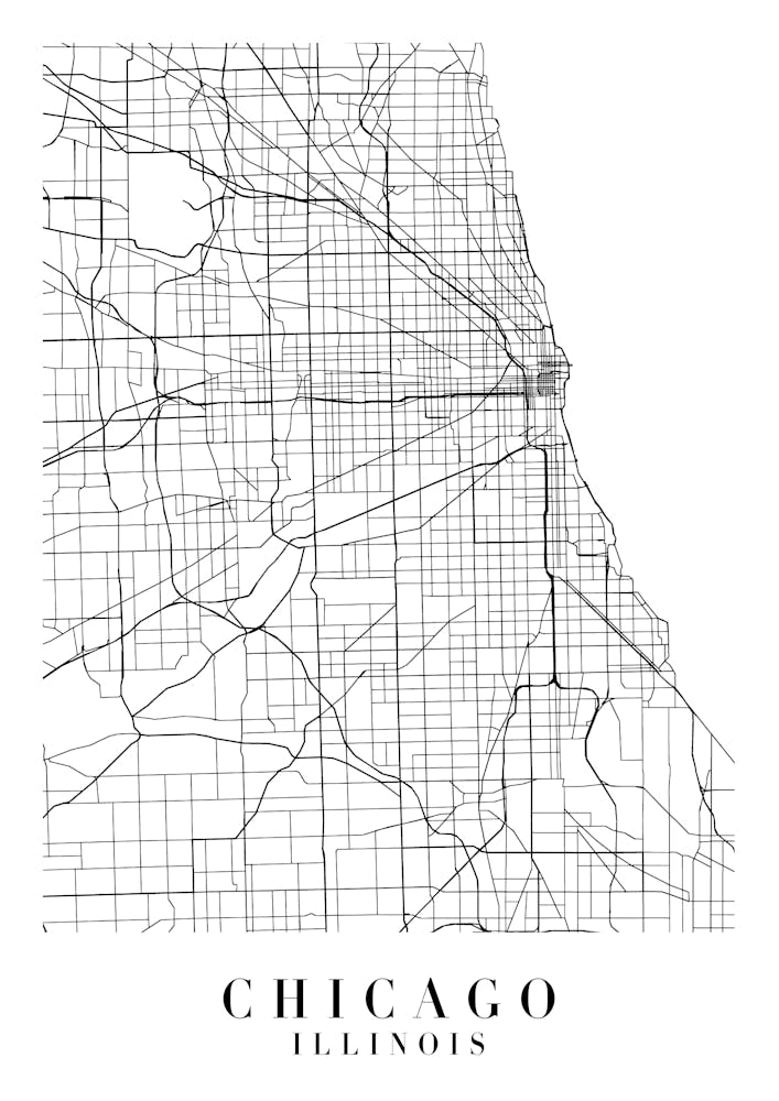 Chicago Illinois Street Map Minimal