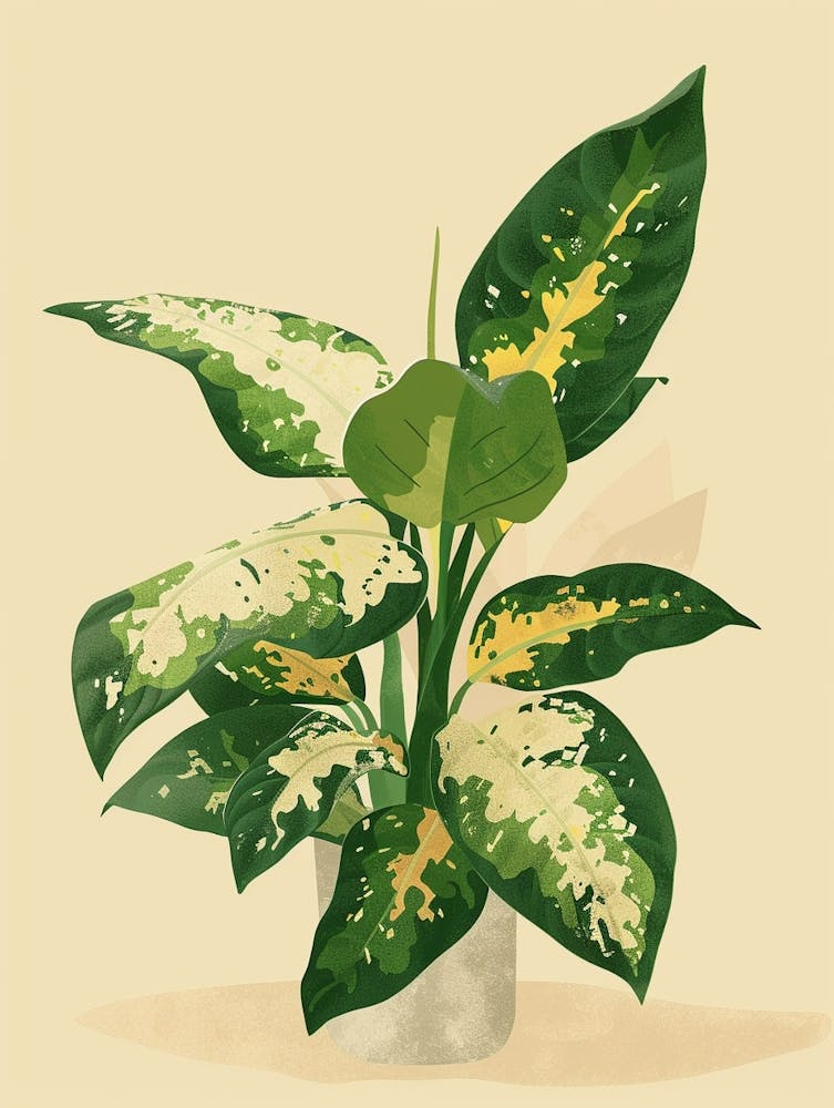 Dieffenbachia Plant Minimalist Illustration 1