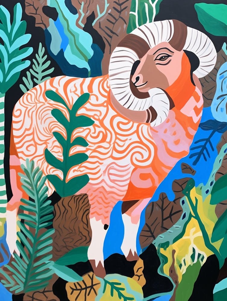 Maximalist Animal Painting Ram 1