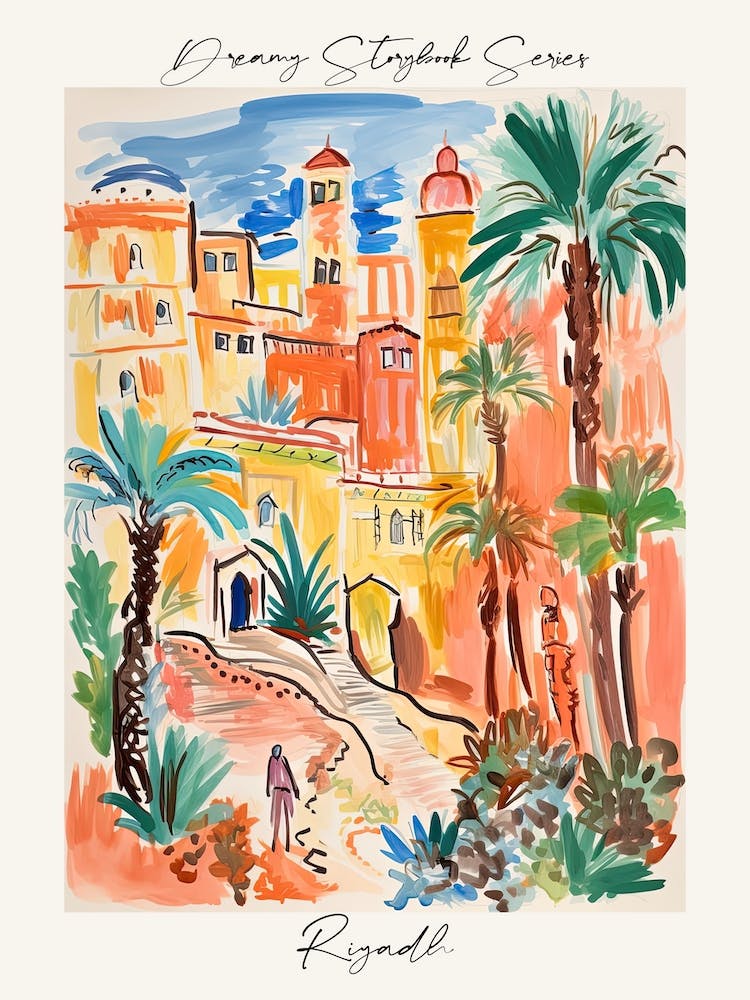 Poster Of Riyadh, Dreamy Storybook Illustration 7