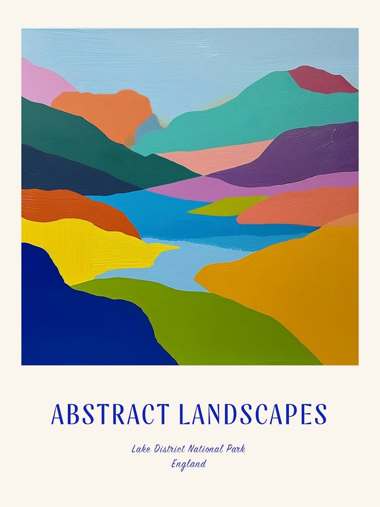 Colourful Abstract Lake District National Park England 4 Poster Blue