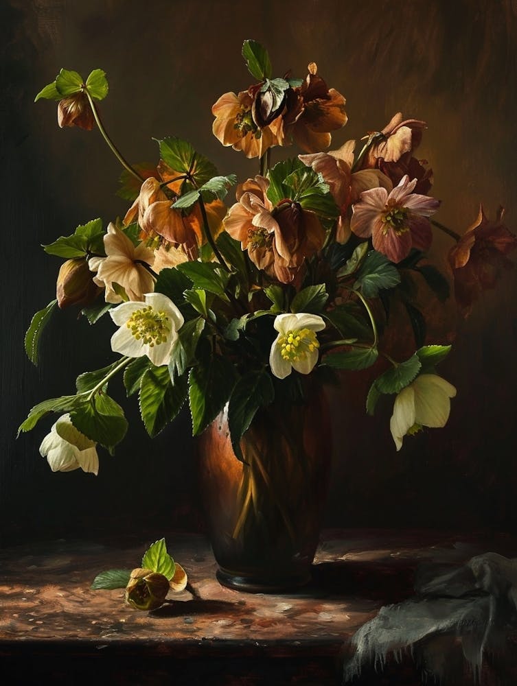 Baroque Floral Still Life Hellebore 3