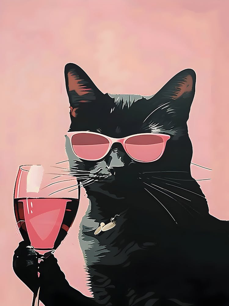 Cat With Wine Glass