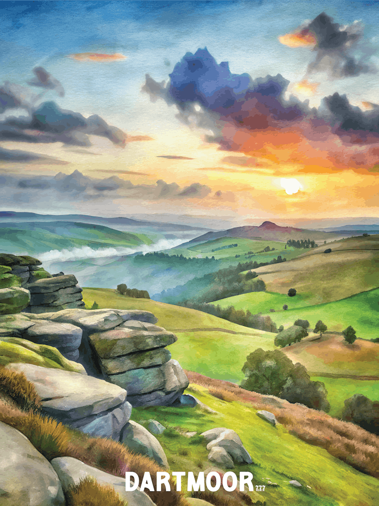Dartmoor National Park Watercolor Painting