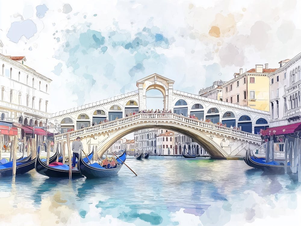 Watercolor Venice, Italy Poster