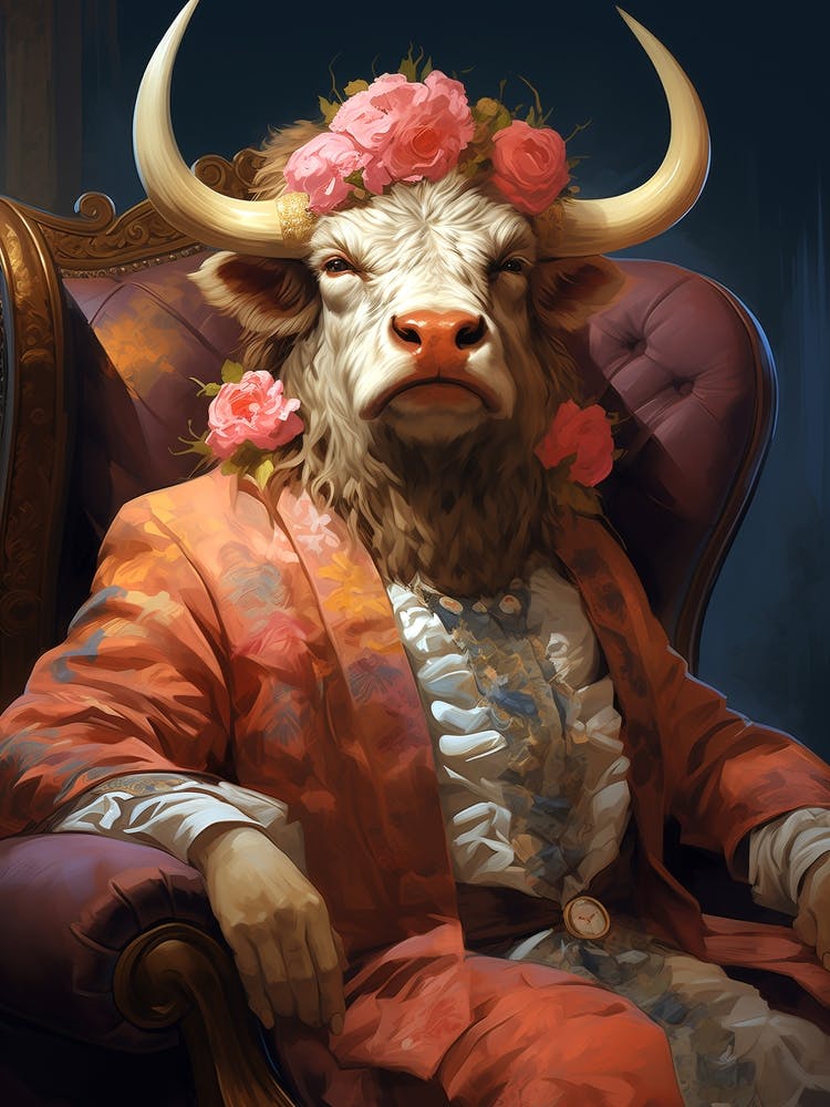 Bull With Flowers 1