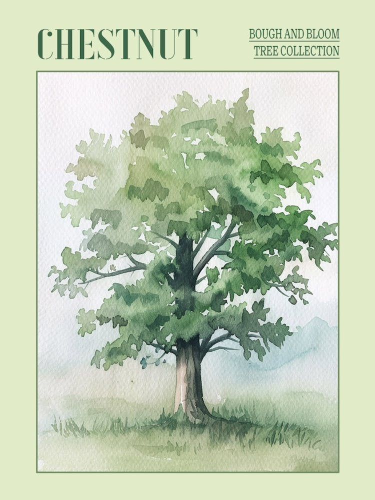 Chestnut Tree Atmospheric Watercolour Painting 6 Poster