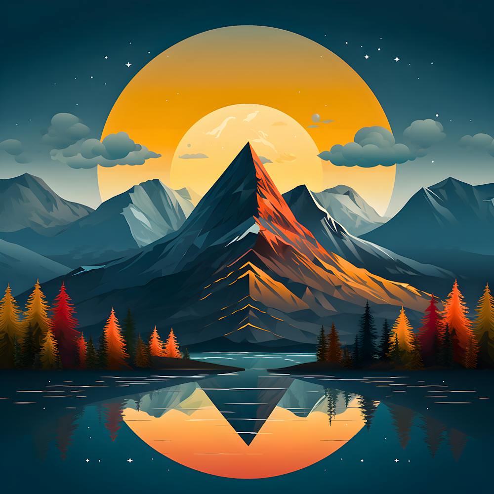 Luminous Peaks Mountain Majesty Reflection