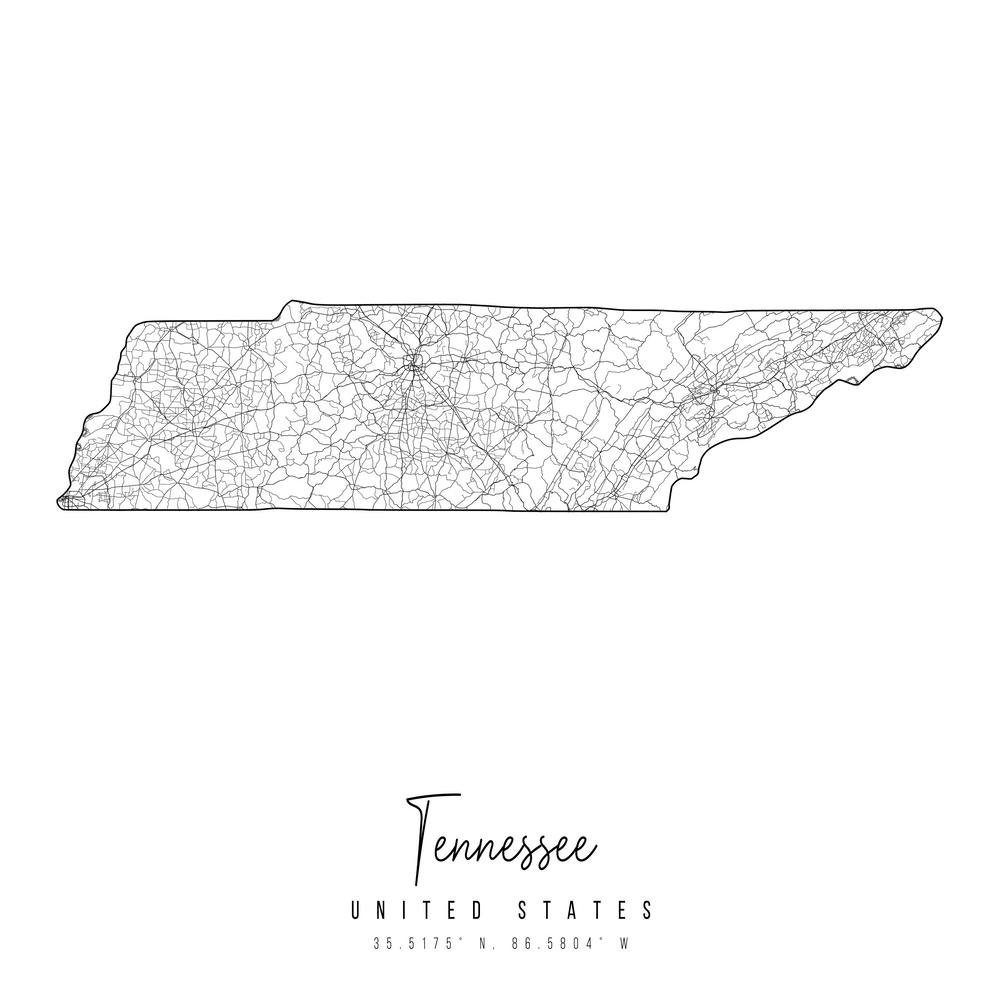 Tennessee Minimal Street Map Square