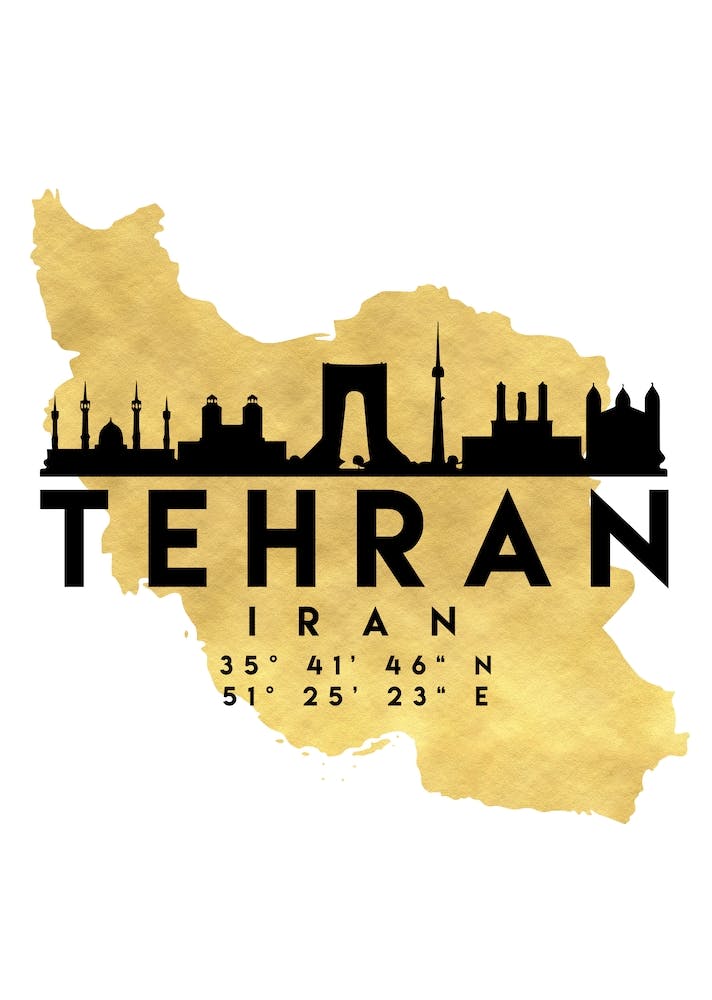 Tehran Iran Silhouette City Skyline Map