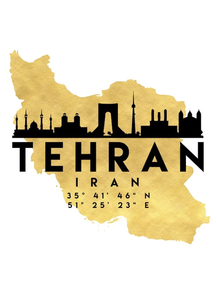Tehran Iran Silhouette City Skyline Map