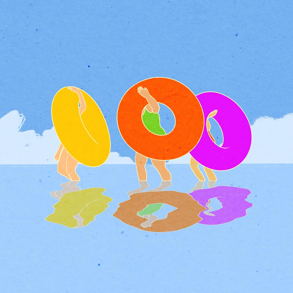 Beach people, seaside, summer, illustration, wall art