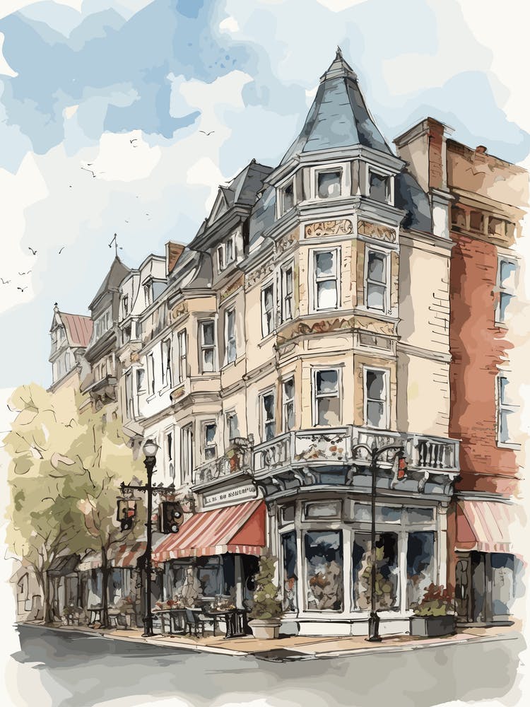 Georgetown Washington Dc Neighborhood Watercolour 4