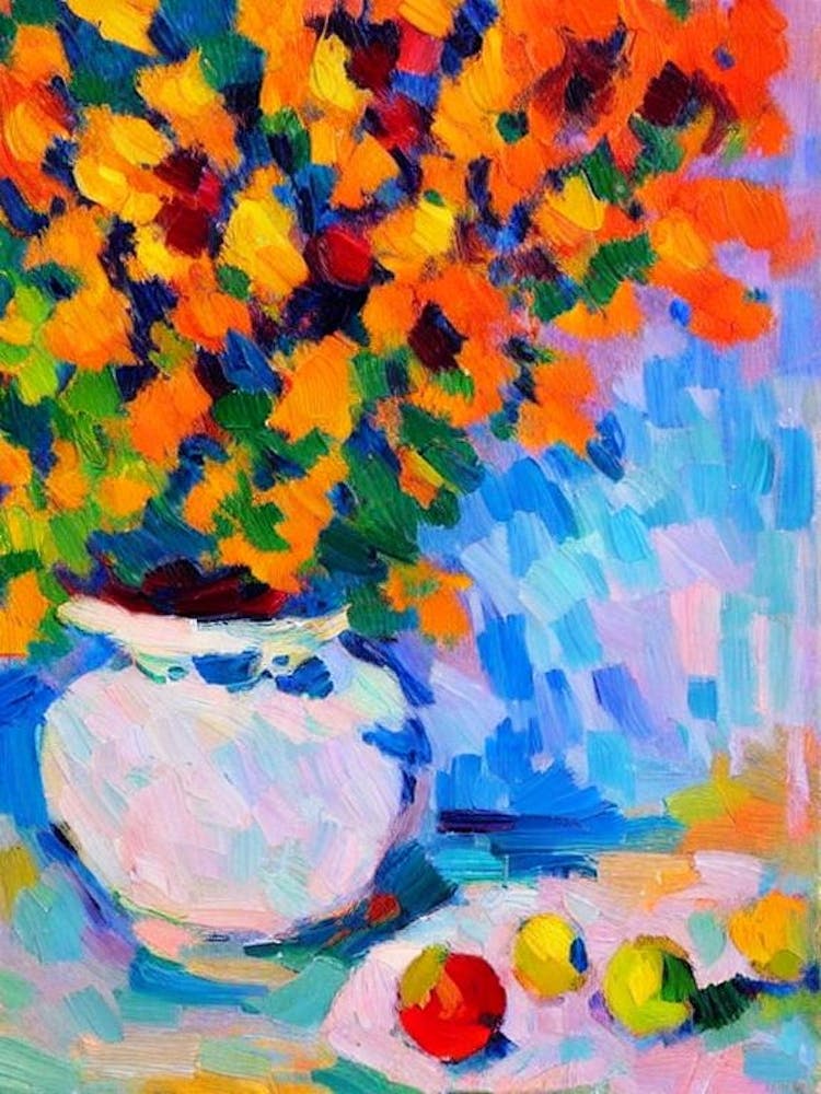 A Vase Of Flowers, With Fruit Matisse Inspired Flower