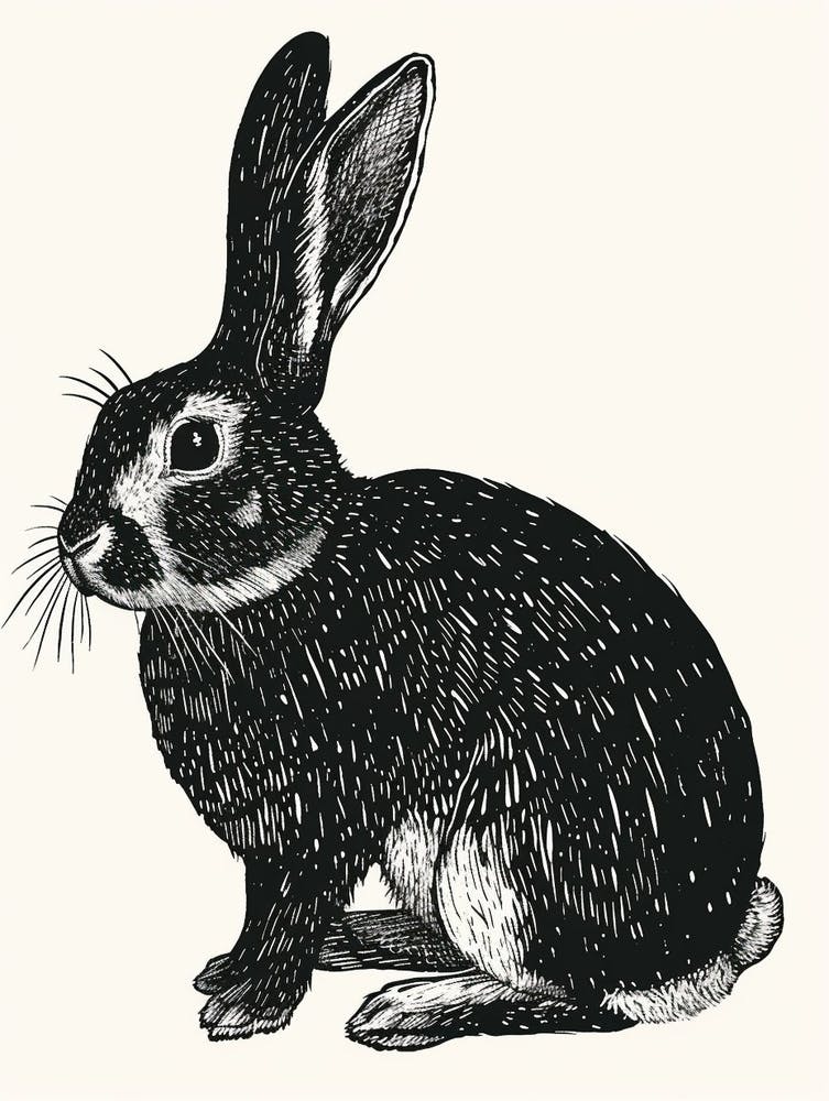 Belgian Hare Blockprint Illustration 4