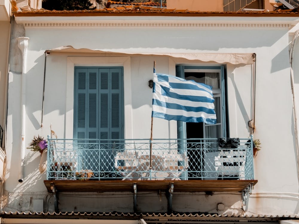 Balcony With Greek Flag