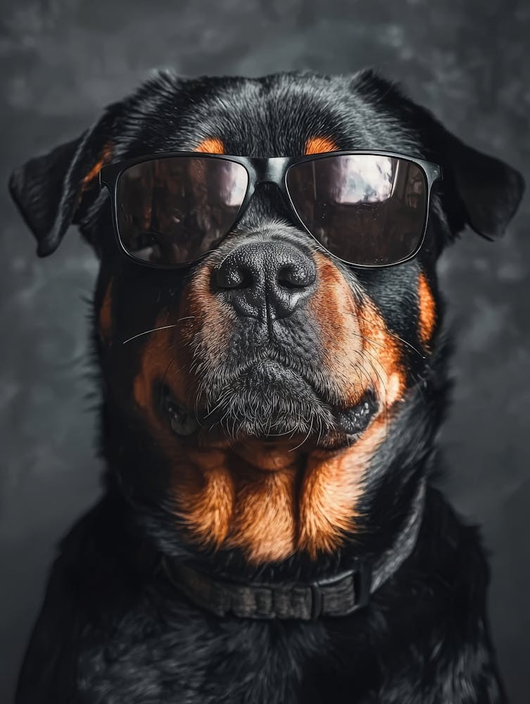 Rottweiler Wearing Sunglasses. Generated AI. 1