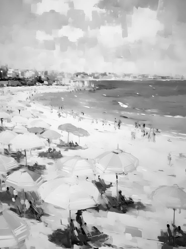 Schwarz-Weiß Strandgemälde 1