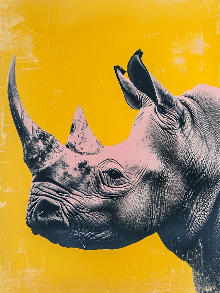 Rhinocéros d'Inspiration Rétro Polaroid 3