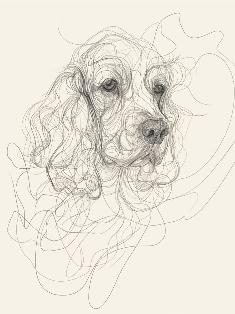 Cocker Spaniel Minimalist Line Art Monoline Illustration