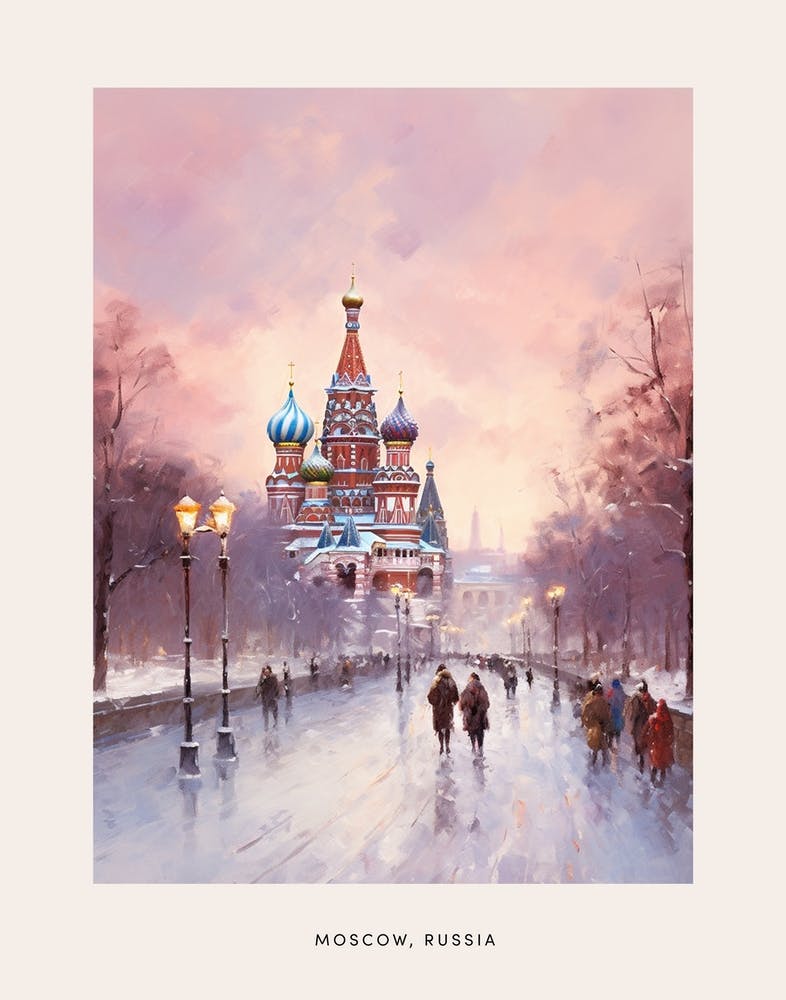 Dreamy Winter Painting Poster Moscow Russia
