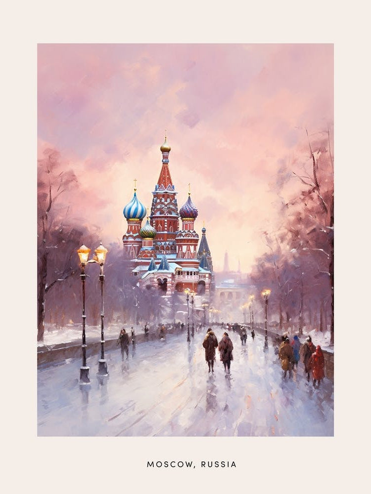 Dreamy Winter Painting Poster Moscow Russia