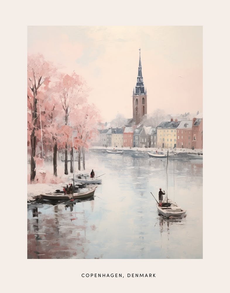 Dreamy Winter Painting Poster Copenhagen Denmark 4