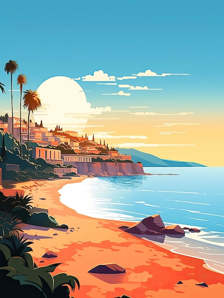 French Riviera, France, Flat Illustration 4