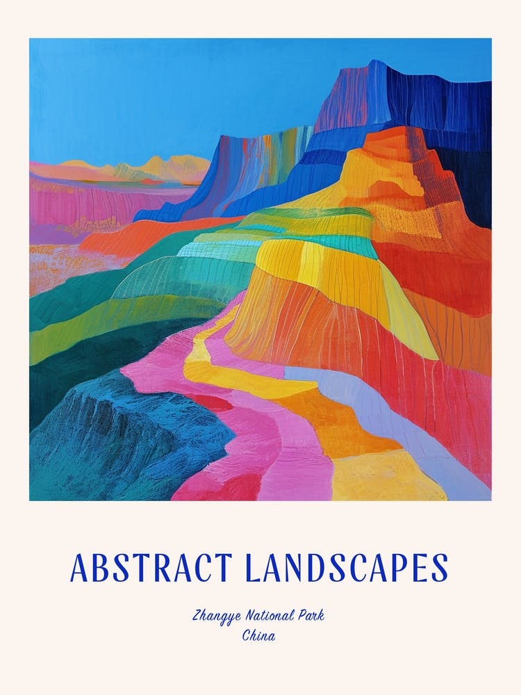 Colourful Abstract Zhangye National Park China 2 Poster Blue