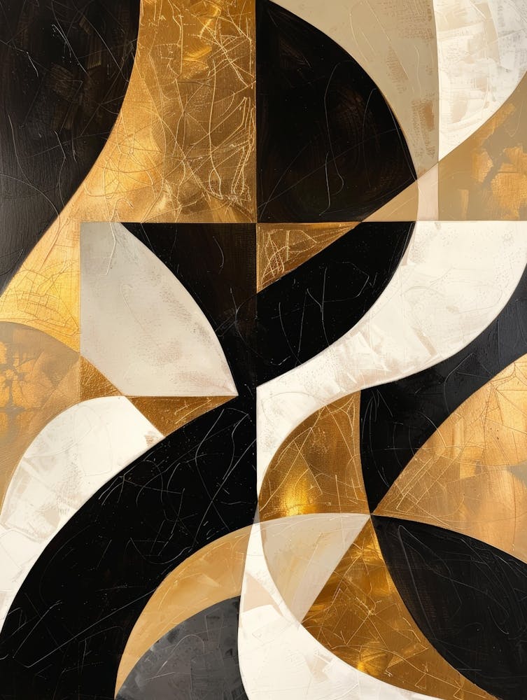 Abstract Gold And Black Painting 9