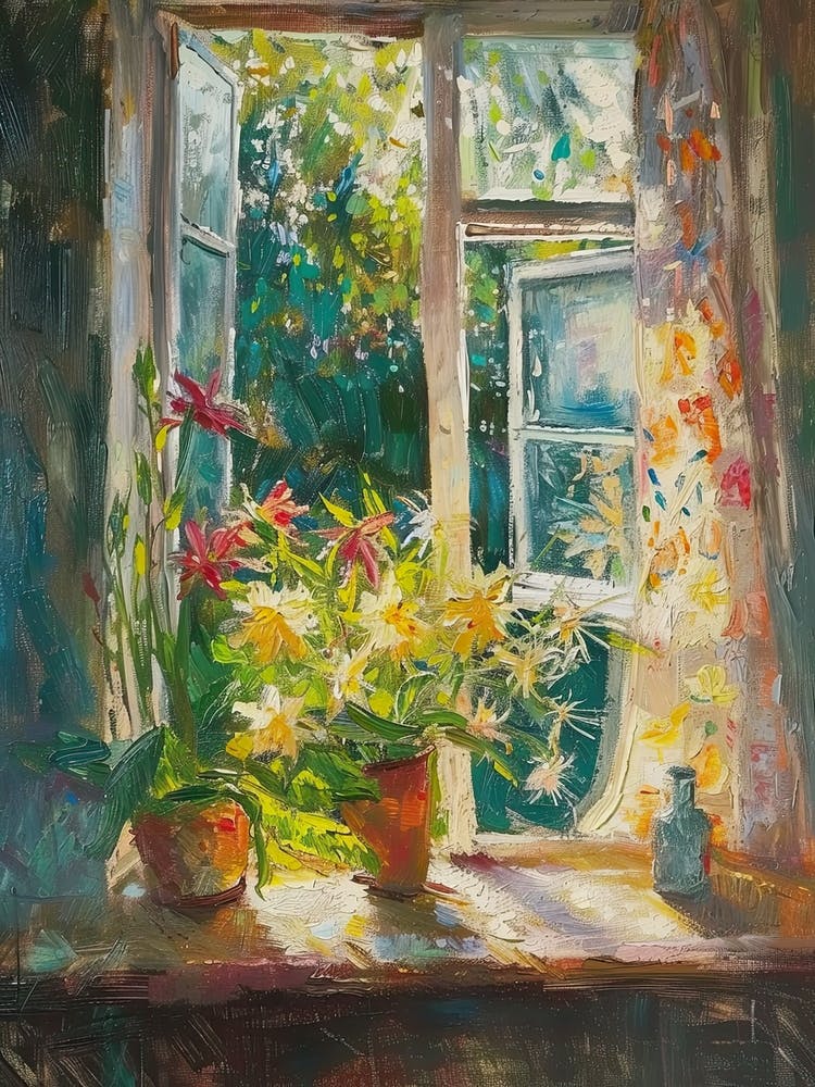 Bird Of Paradise Flowers On A Cottage Window 1