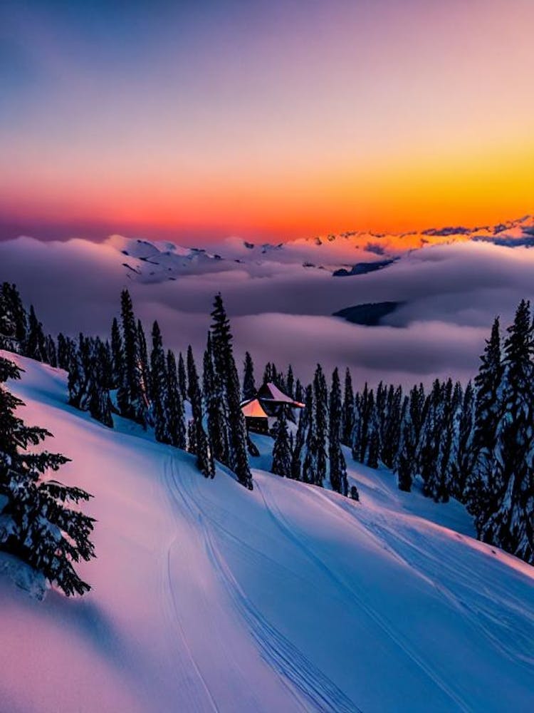 La Parva, Chile Sunrise Skiing Poster