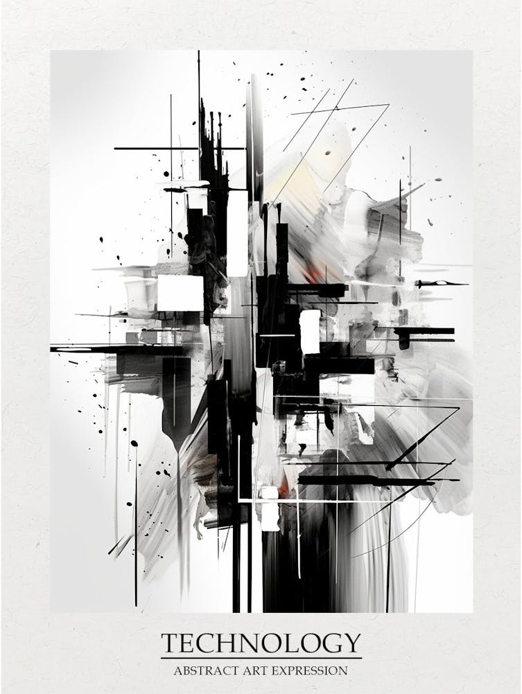 Technology Abstract Black And White 2 Poster