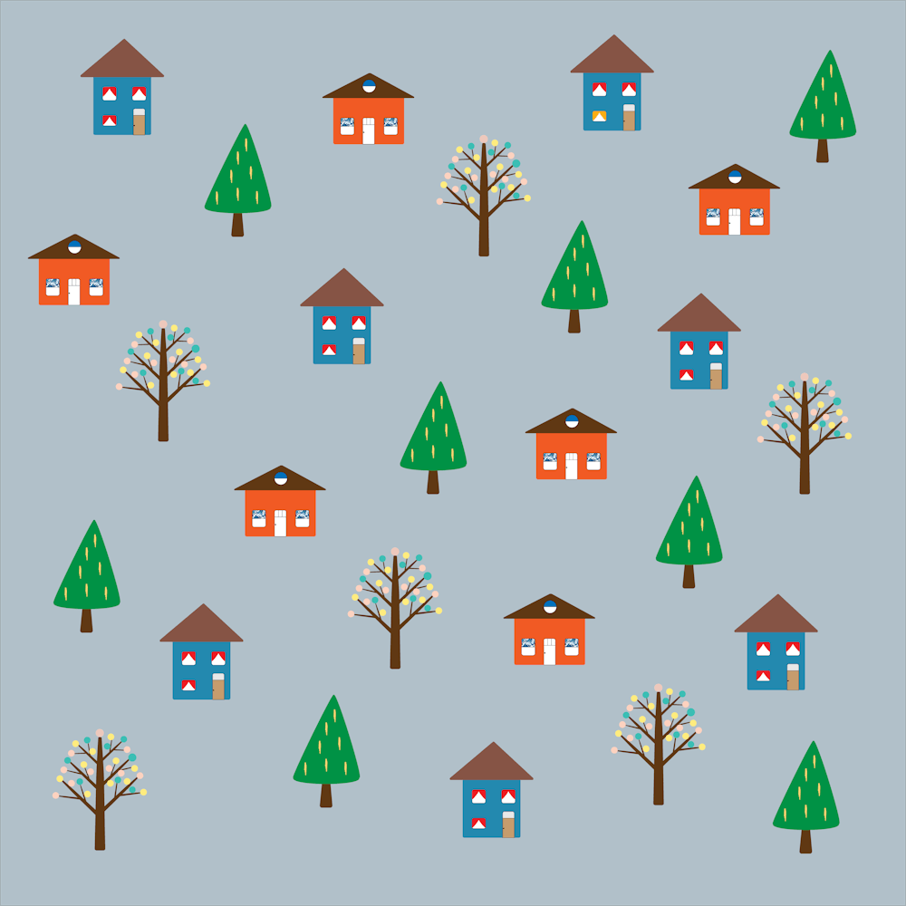 House Trees Pattern Background