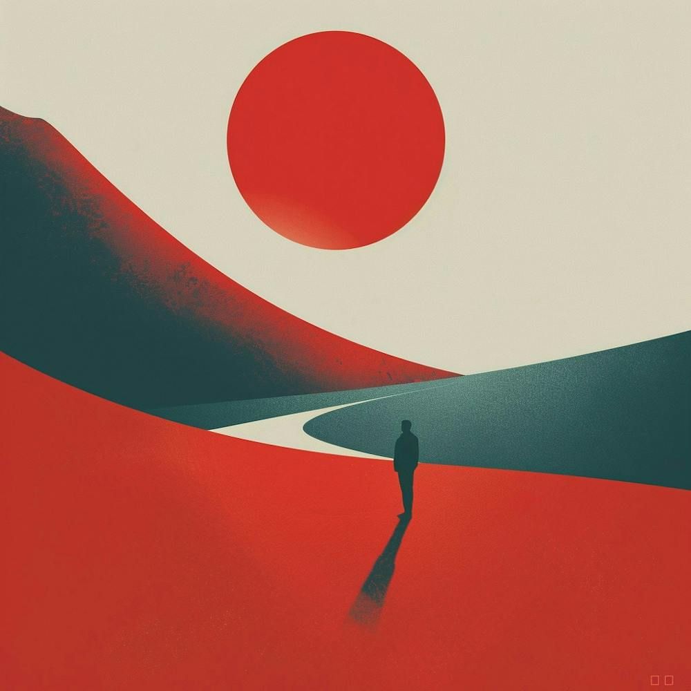 Man Walking Through A Desert