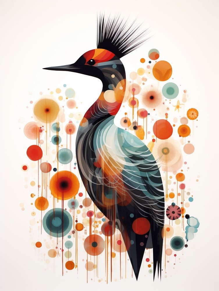 Vogelgemälde Collage Lappentaucher 1